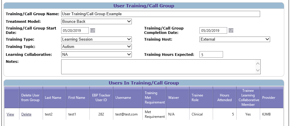 EBPT User Training Call Group